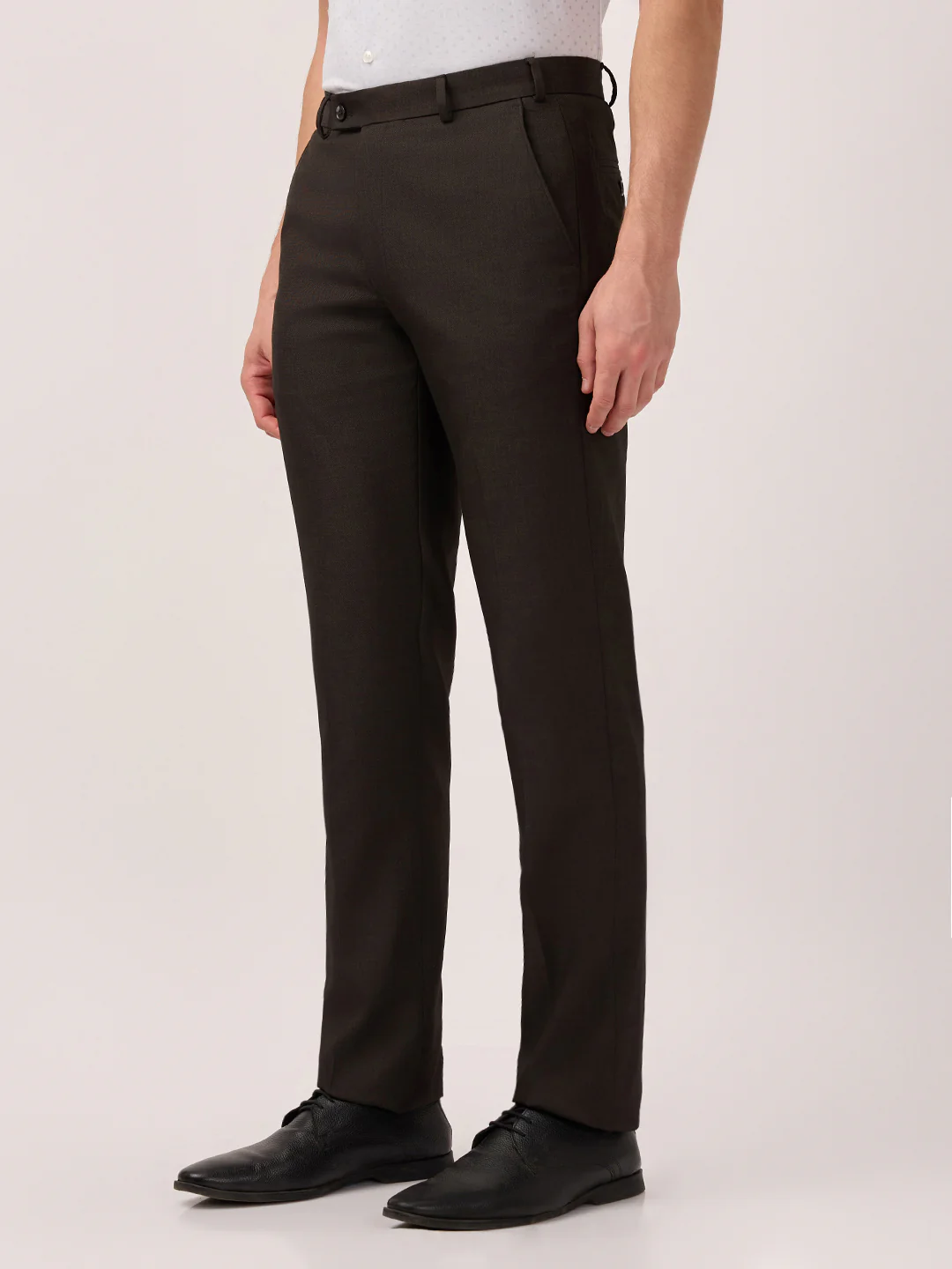Park Avenue Men Brown Solid Regular Fit Polyester Blend Trouser - Image 2