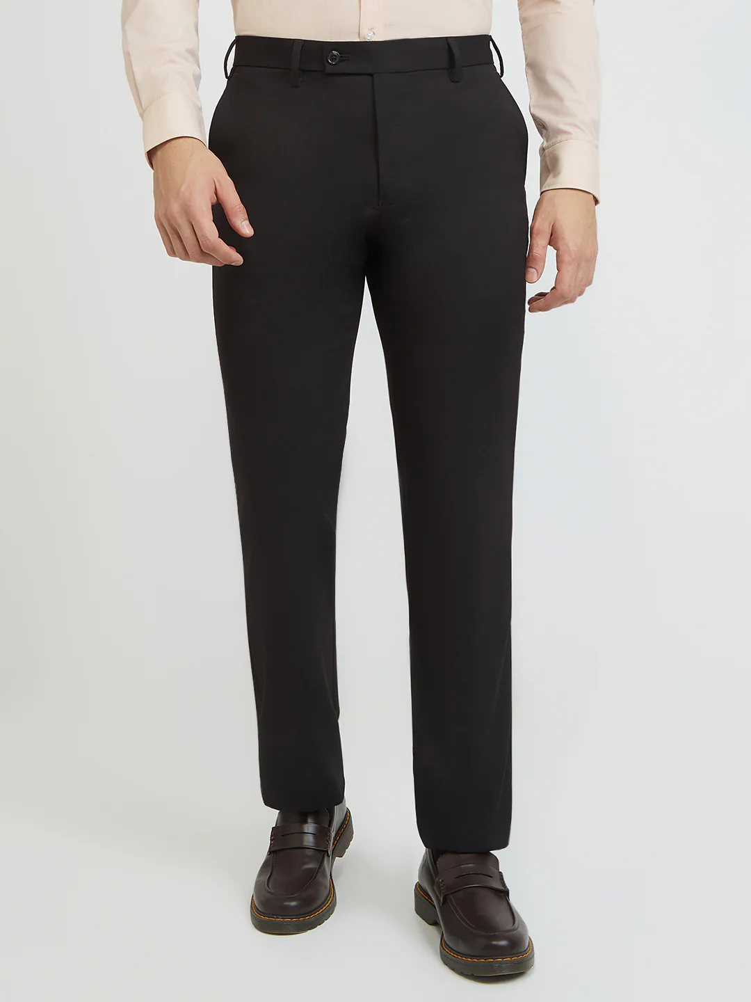 Park Avenue Men Brown Solid Regular Fit Polyester Blend Trouser