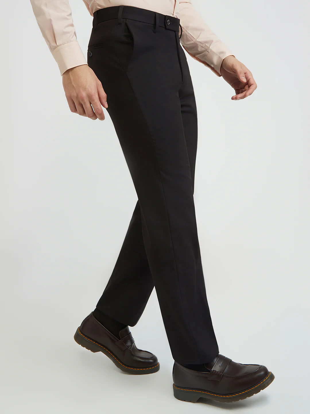 Park Avenue Men Brown Solid Regular Fit Polyester Blend Trouser - Image 2