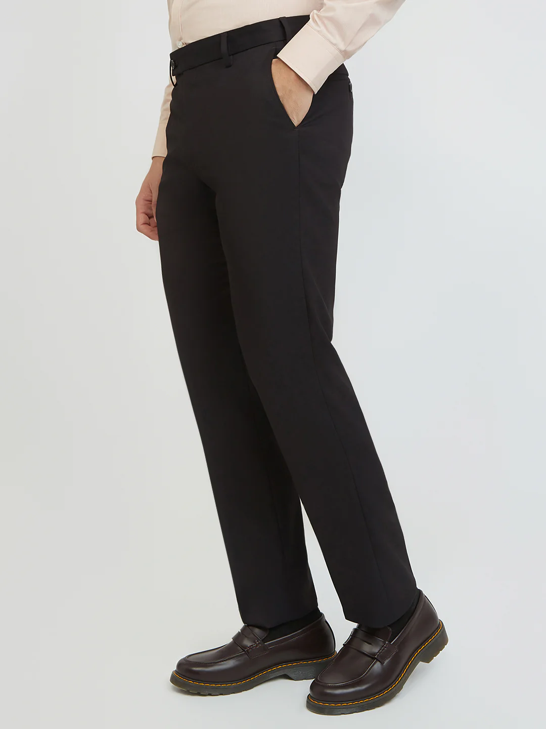 Park Avenue Men Brown Solid Regular Fit Polyester Blend Trouser - Image 3