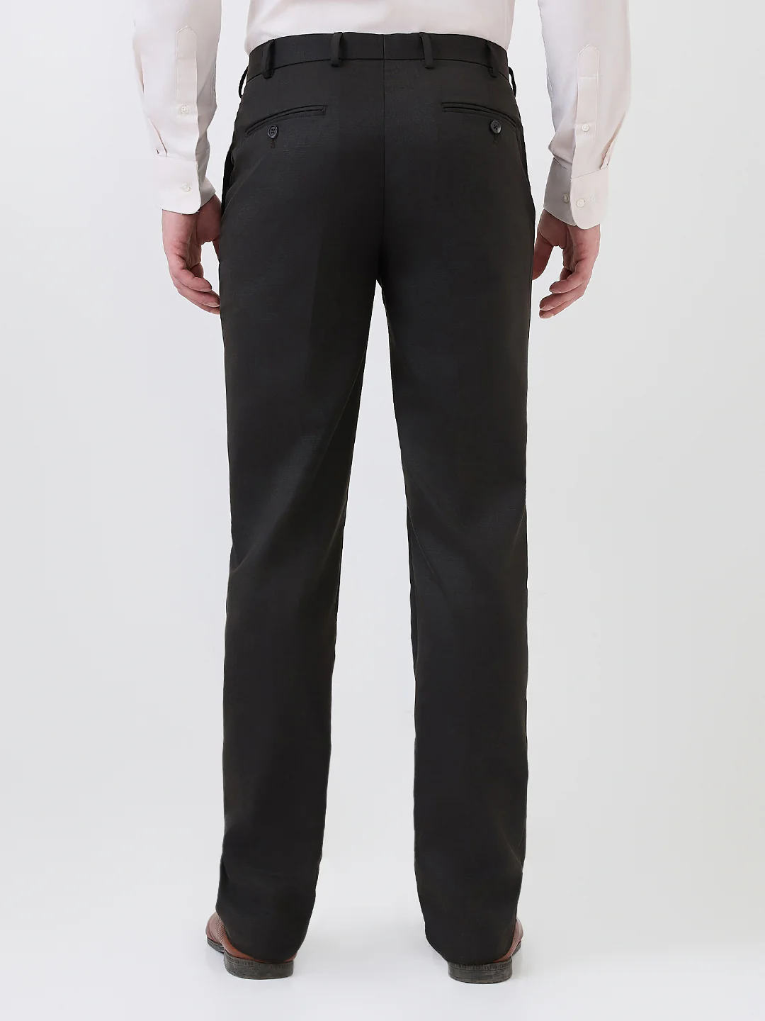Park Avenue Men Brown Solid Regular Fit Polyester Blend Trouser - Image 4
