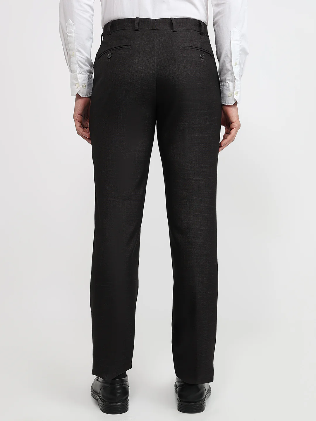 Park Avenue Men Brown Solid Regular Fit Polyester Blend Trouser - Image 4