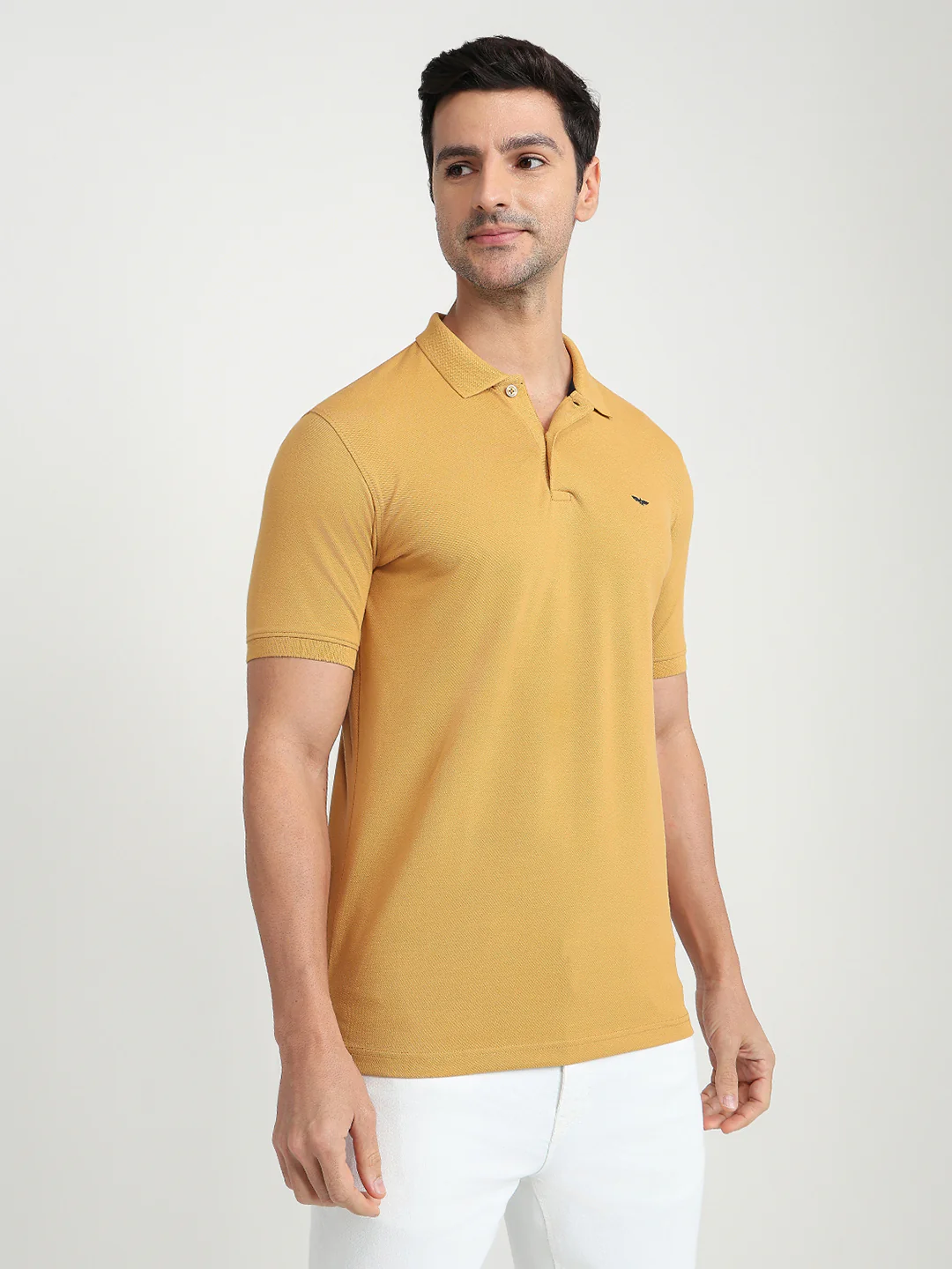 Park Avenue Men Brown Solid Slim Fit Cotton Blend Half Sleeve T-Shirt - Image 3