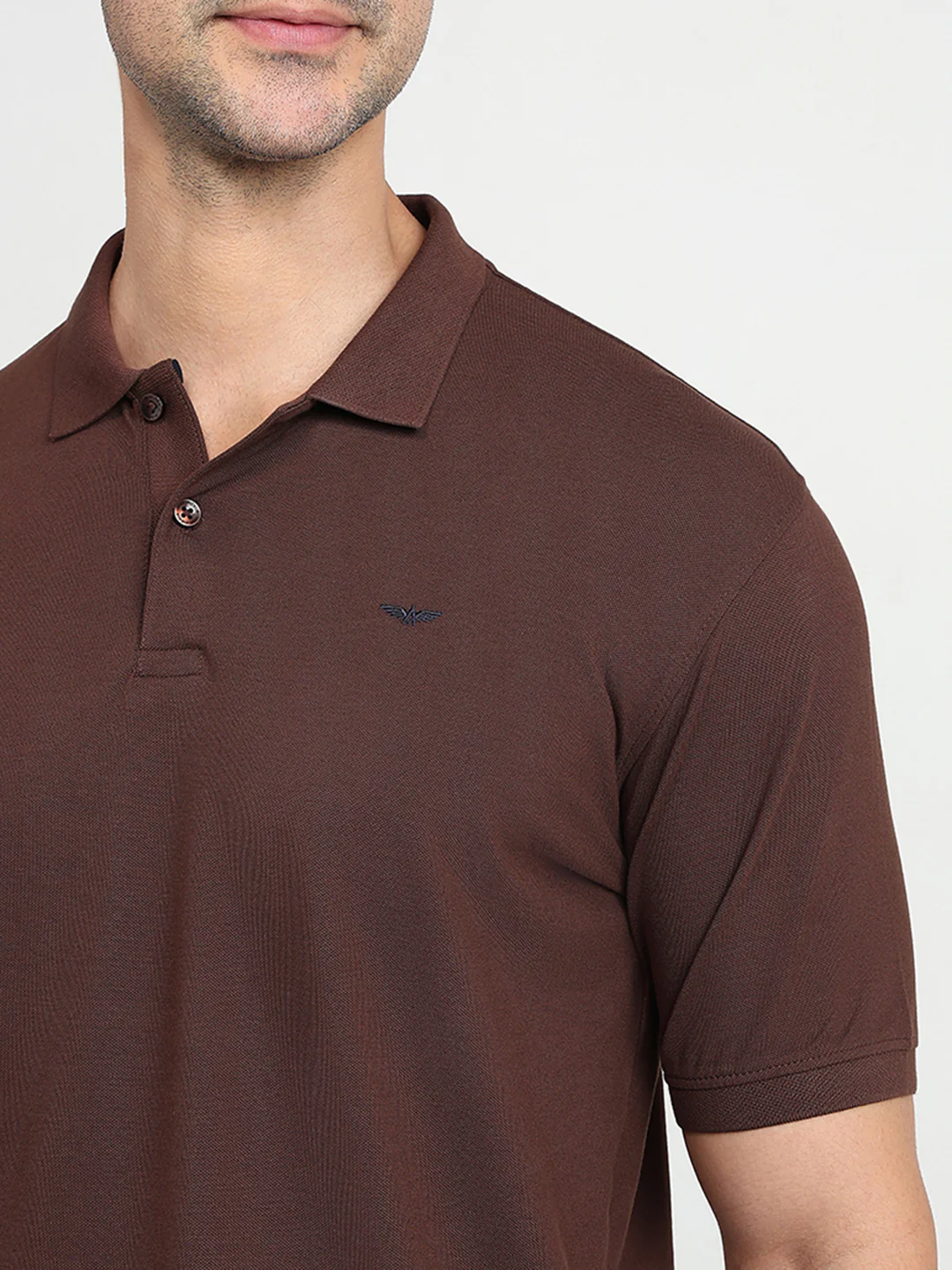 Park Avenue Men Brown Solid Slim Fit Cotton Blend Half Sleeve T-Shirt - Image 6