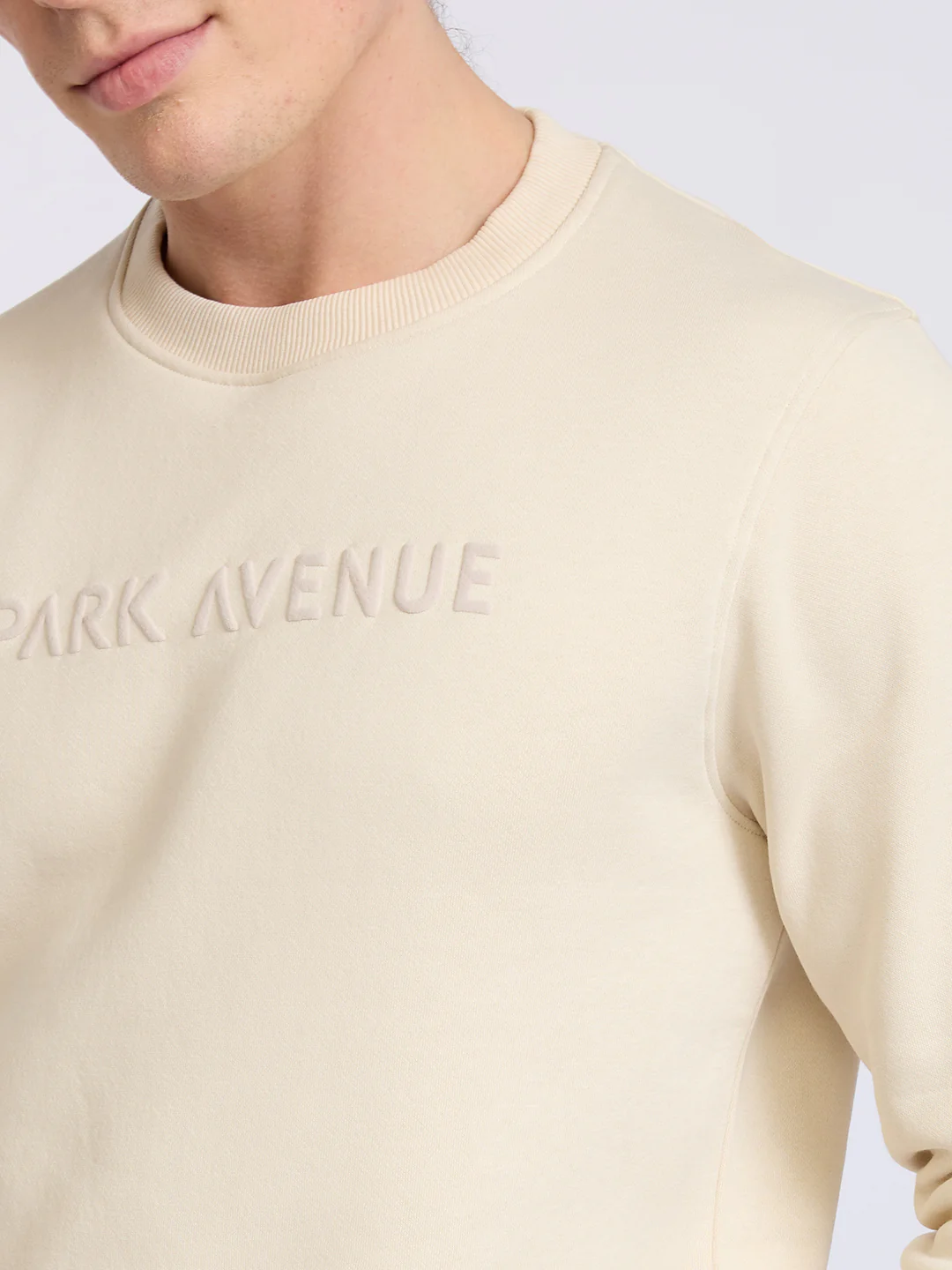Park Avenue Men Brown Solid Slim Fit Cotton Blend Round Neck Collar Sweatshirt - Image 6