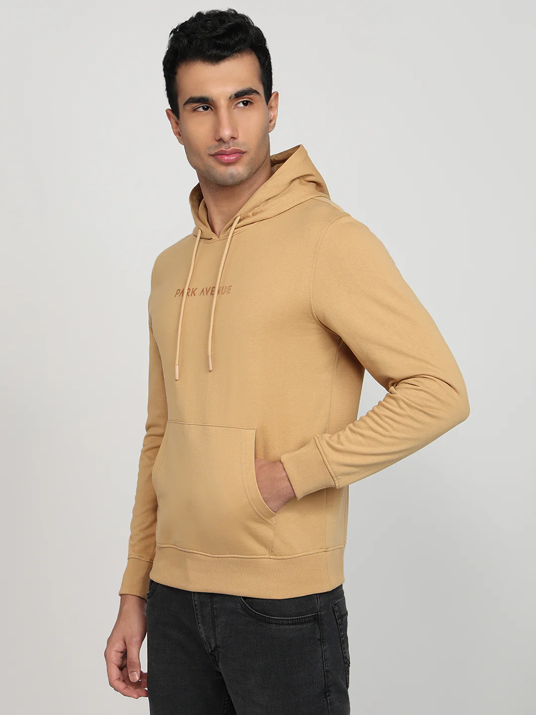 Park Avenue Men Brown Solid Slim Fit Cotton Blend Sweatshirt - Image 2