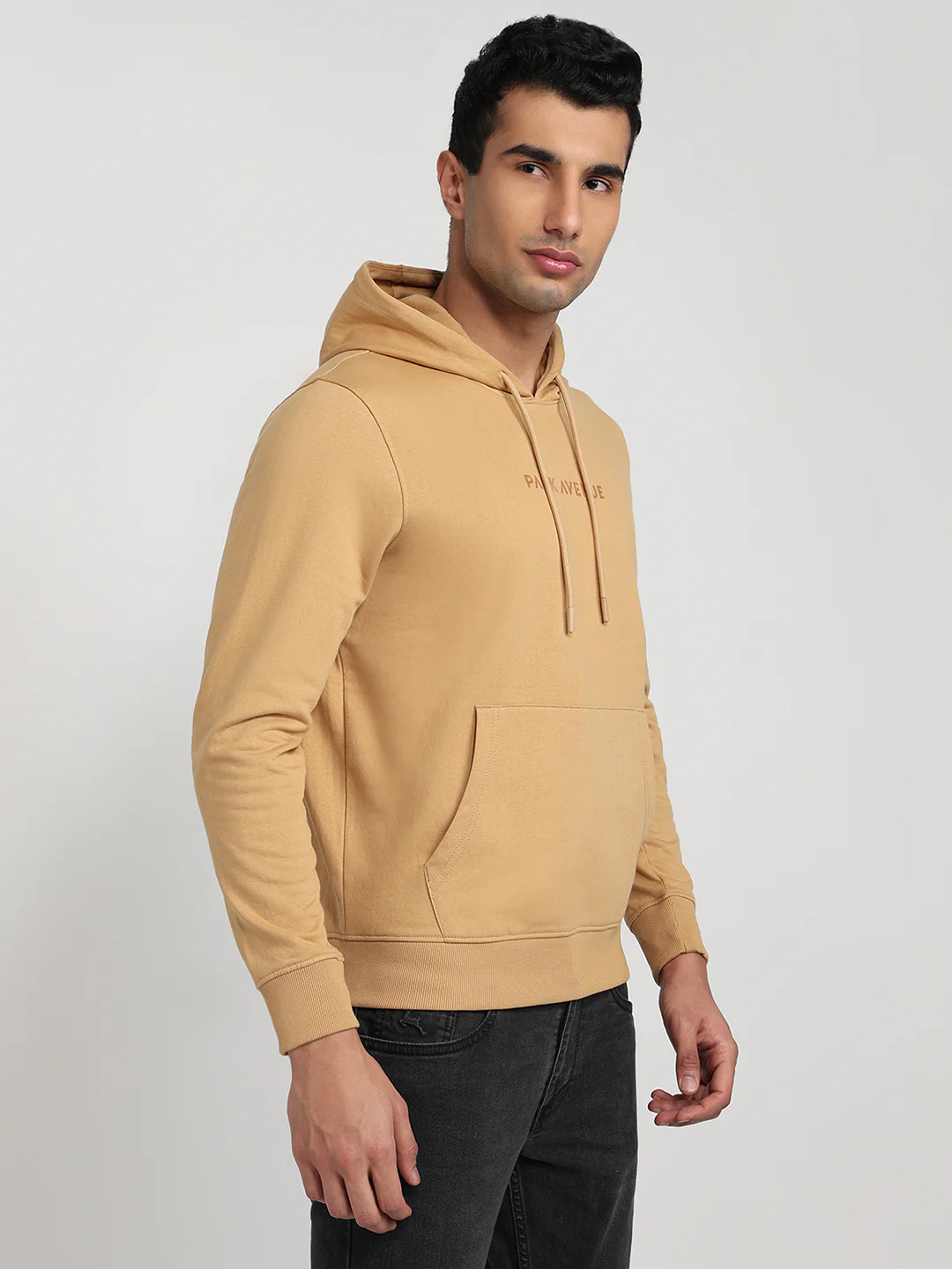 Park Avenue Men Brown Solid Slim Fit Cotton Blend Sweatshirt - Image 3