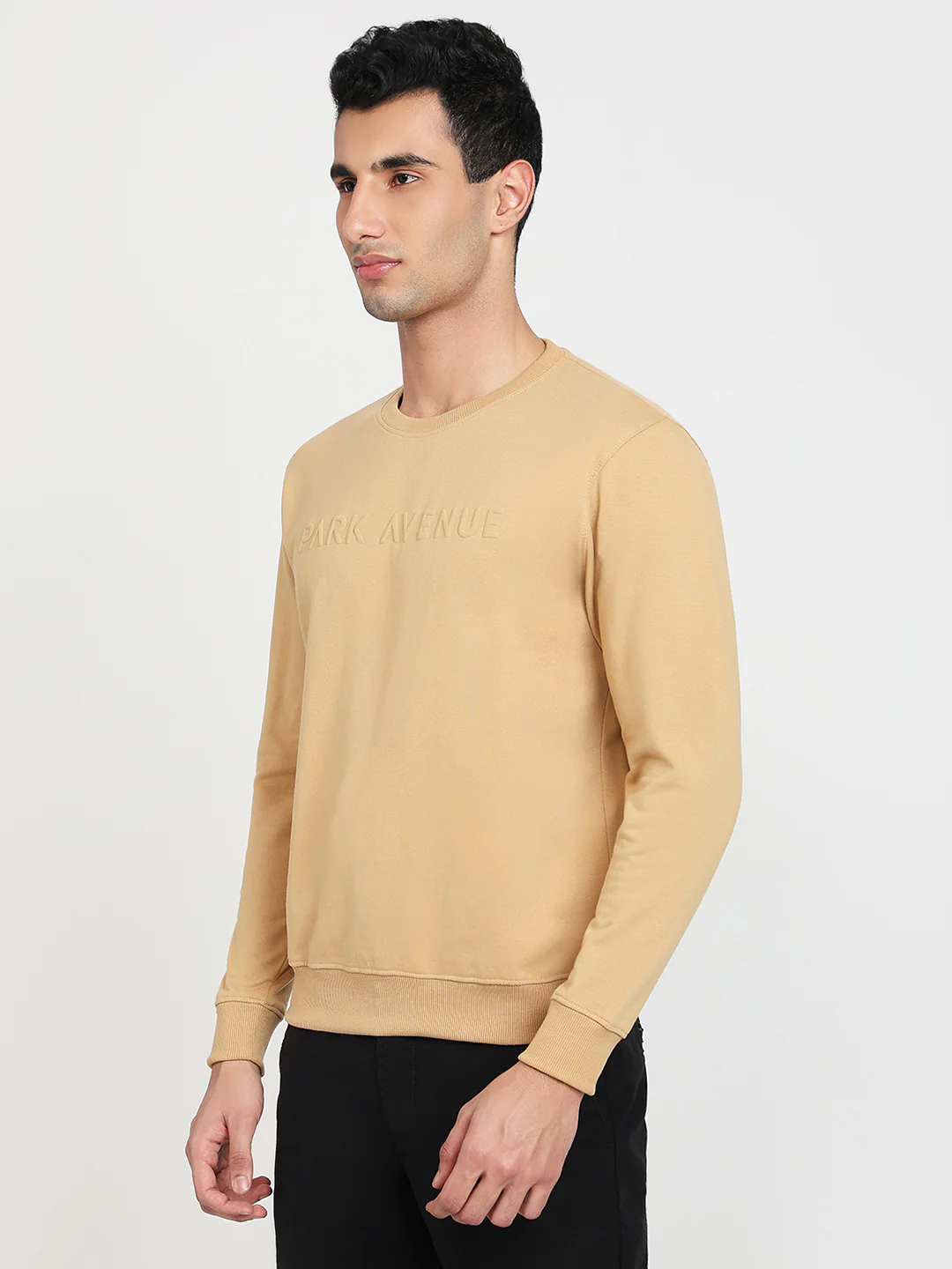 Park Avenue Men Brown Solid Slim Fit Cotton Blend Sweatshirt - Image 2