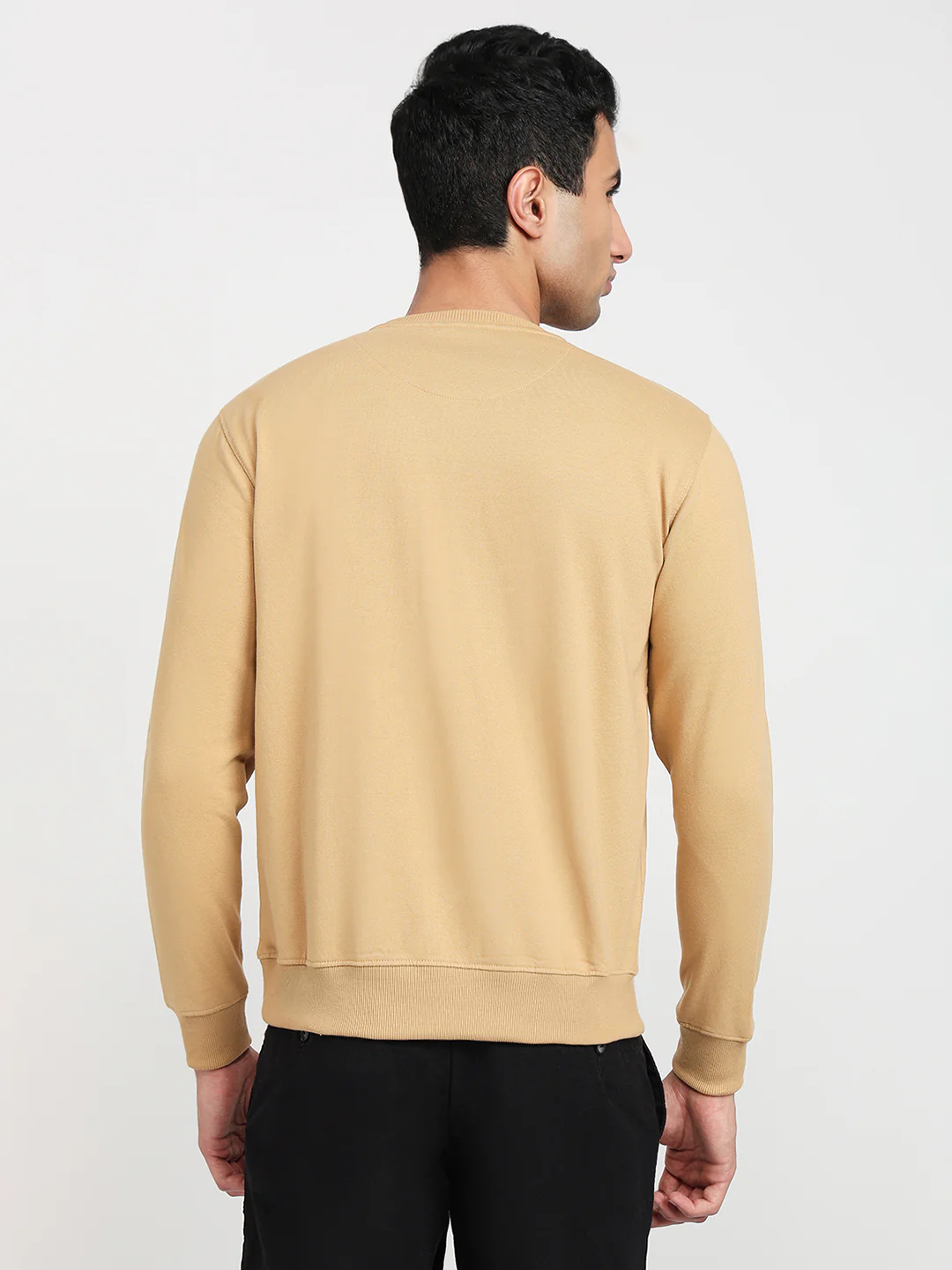 Park Avenue Men Brown Solid Slim Fit Cotton Blend Sweatshirt - Image 4