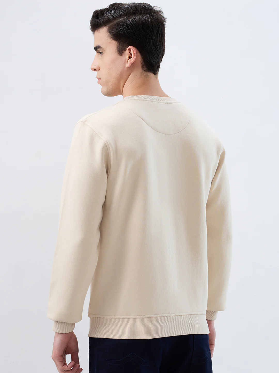 Park Avenue Men Brown Solid Slim Fit Cotton Blend Sweatshirt - Image 4
