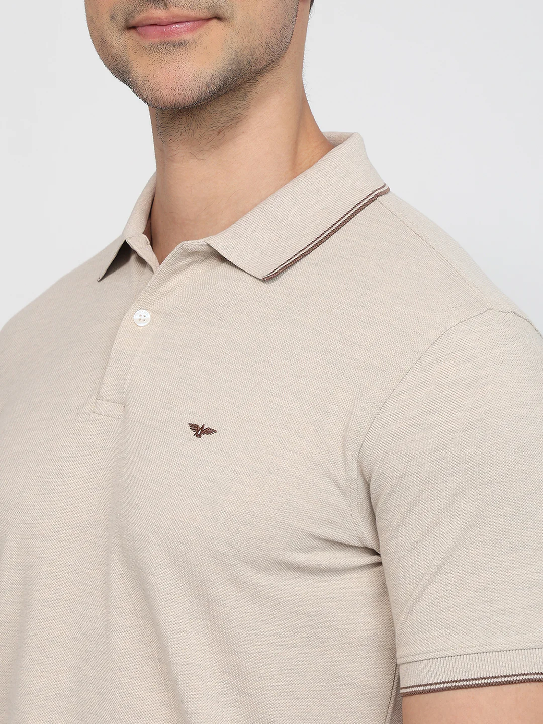 Park Avenue Men Brown Solid Slim Fit Cotton Blend T-Shirt - Image 6