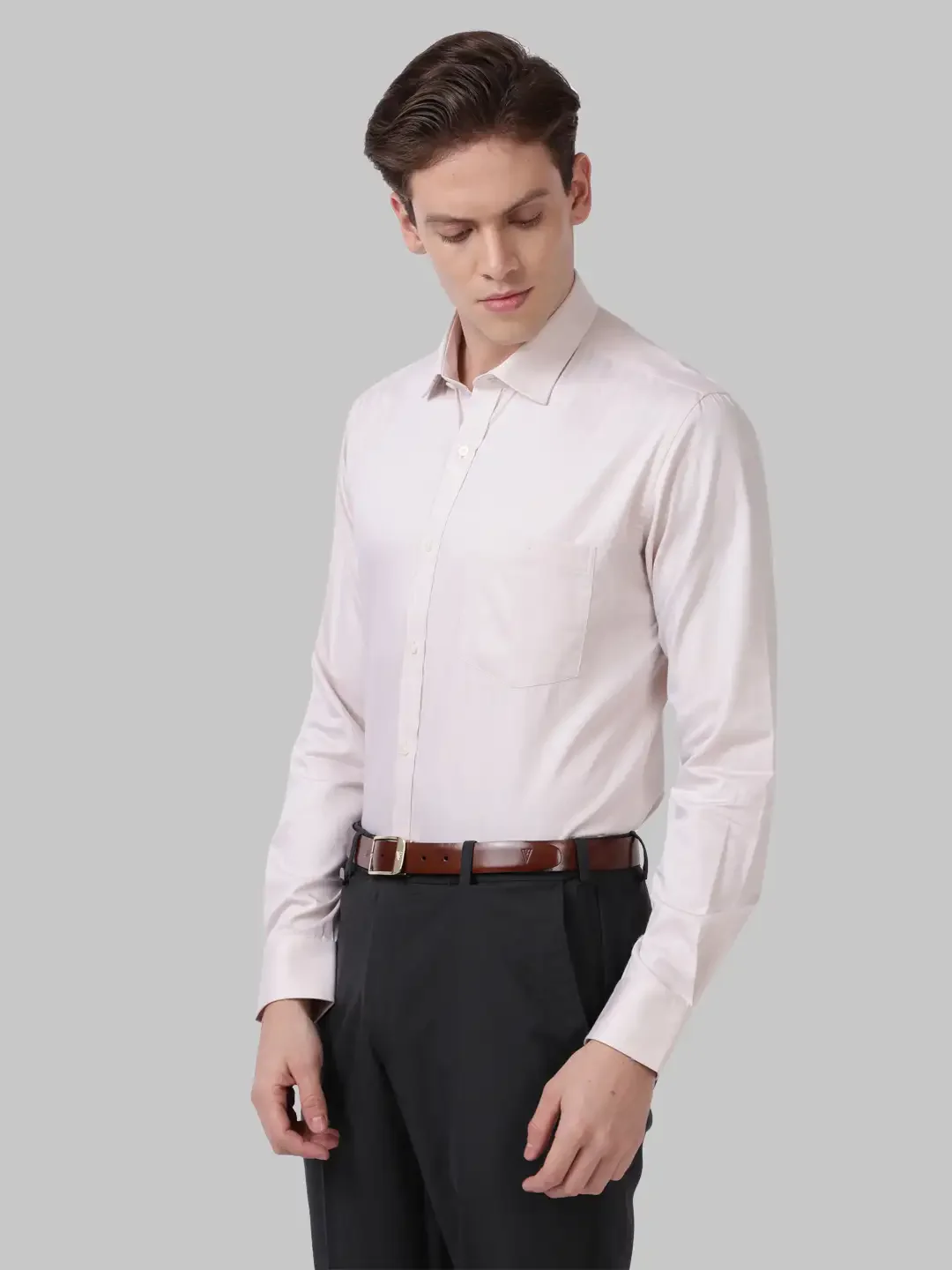 Park Avenue Men Brown Solid Slim Fit Cotton Shirt - Image 3
