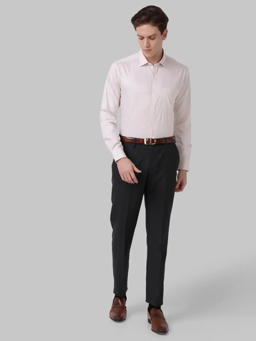 Park Avenue Men Brown Solid Slim Fit Cotton Shirt - Image 4
