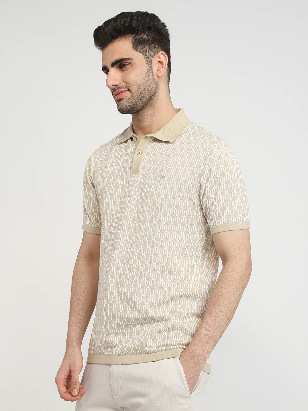 Park Avenue Men Brown Solid Slim Fit Cotton T-Shirt - Image 2