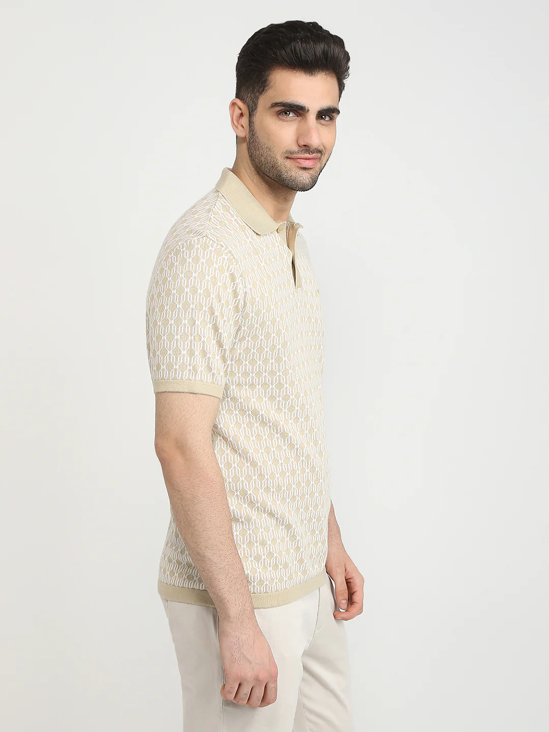 Park Avenue Men Brown Solid Slim Fit Cotton T-Shirt - Image 3