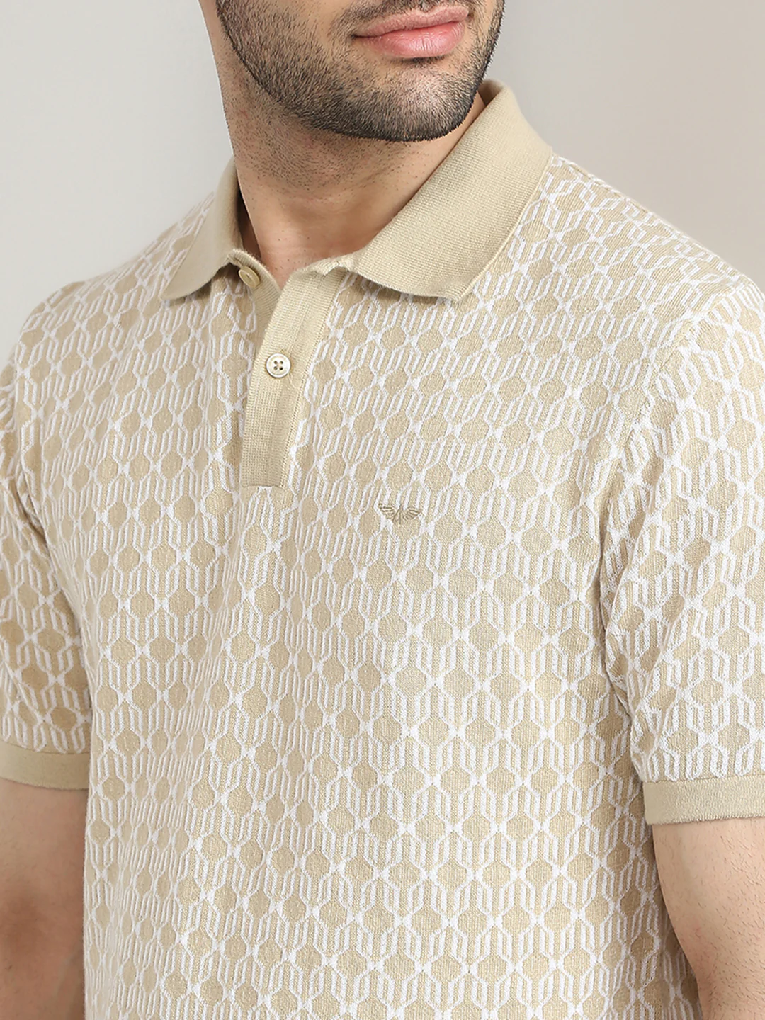 Park Avenue Men Brown Solid Slim Fit Cotton T-Shirt - Image 6