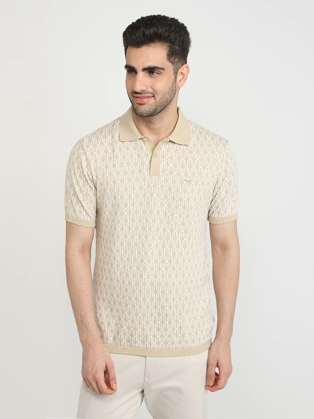 Park Avenue Men Brown Solid Slim Fit Cotton T-Shirt - Image 7