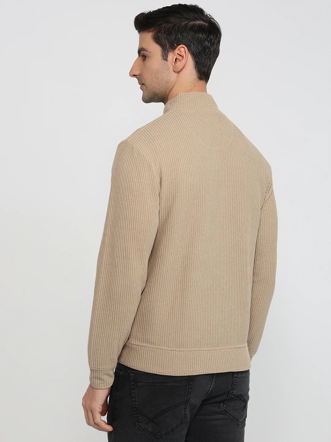 Park Avenue Men Brown Solid Slim Fit Polyester Blend Sweatshirt - Image 4