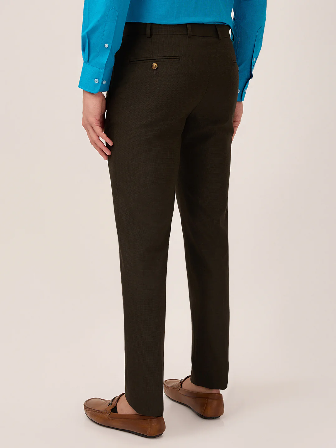 Park Avenue Men Brown Solid Slim Fit Polyester Blend Trouser - Image 4
