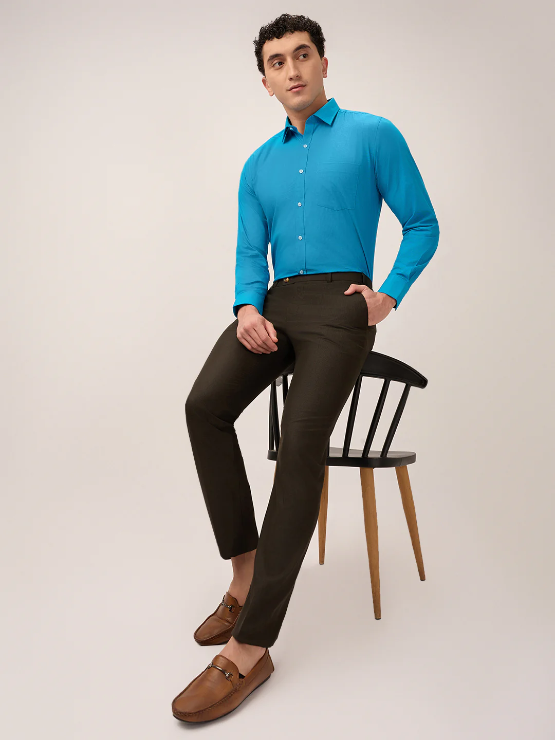 Park Avenue Men Brown Solid Slim Fit Polyester Blend Trouser - Image 6