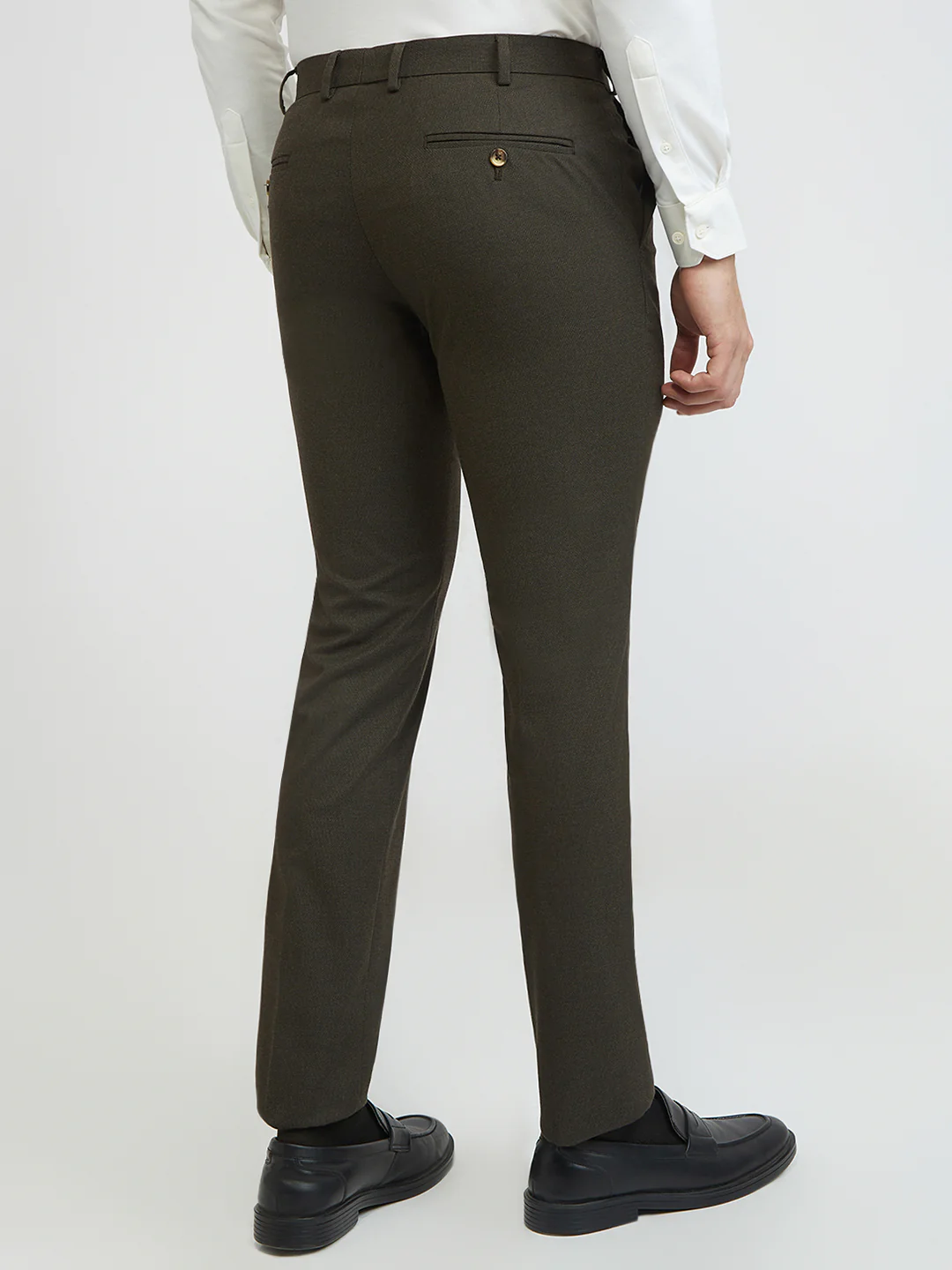 Park Avenue Men Brown Solid Slim Fit Polyester Blend Trouser - Image 4