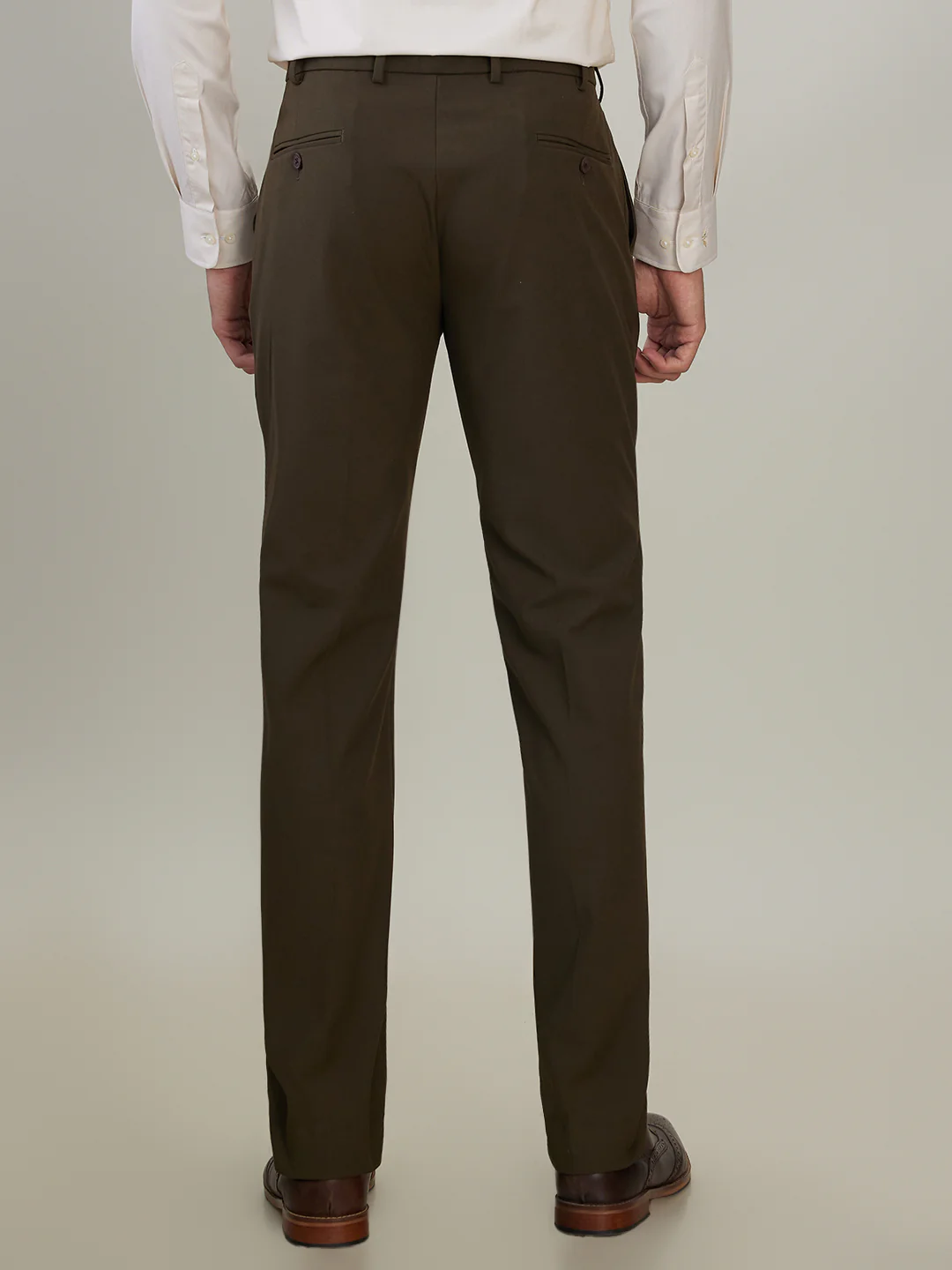Park Avenue Men Brown Solid Slim Fit Polyester Blend Trouser - Image 4