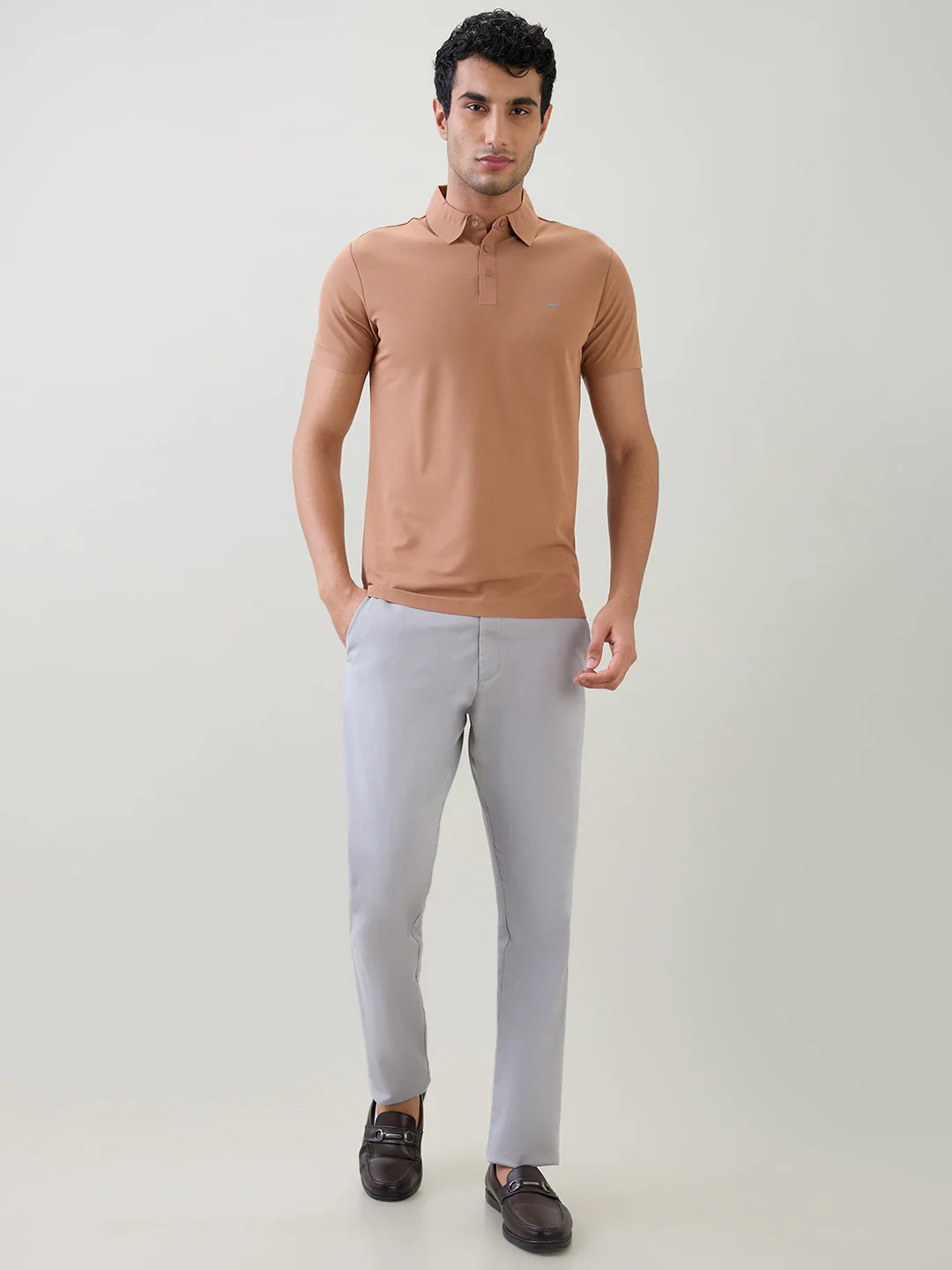 Park Avenue Men Brown Solid Slim Fit Polyester Half Sleeve T-Shirt - Image 5