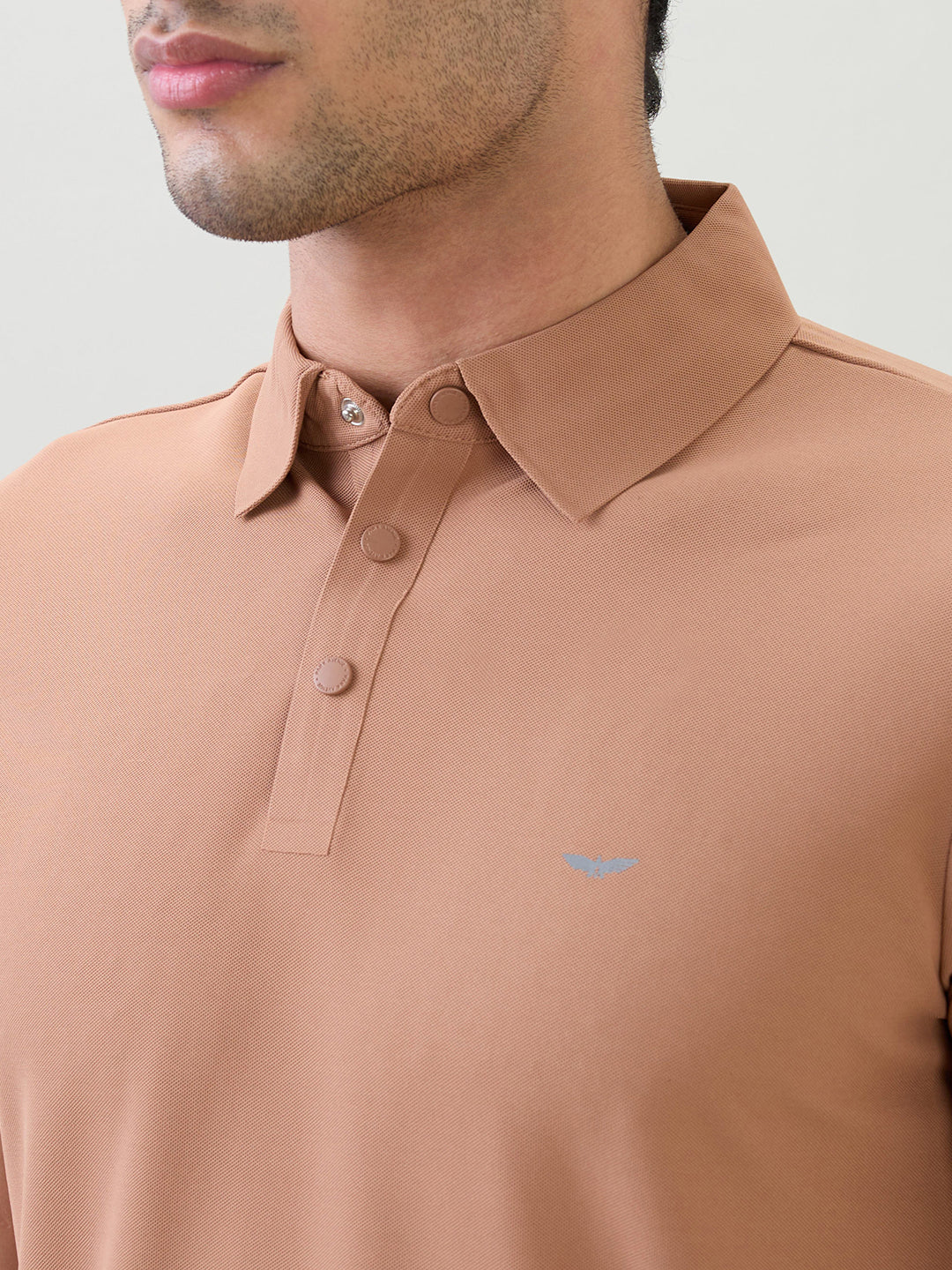 Park Avenue Men Brown Solid Slim Fit Polyester Half Sleeve T-Shirt - Image 6