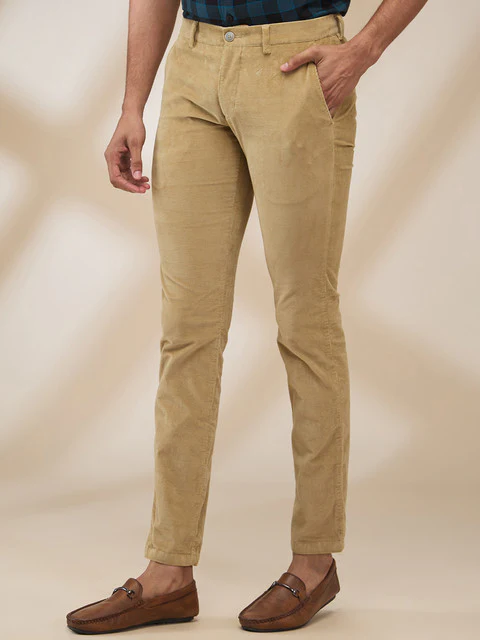 Park Avenue Men Brown Stripe Slim Fit Cotton Blend Trouser - Image 3