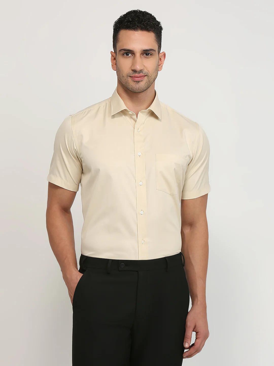 Park Avenue Men Brown Structure Regular Fit Cotton Blend Shirt