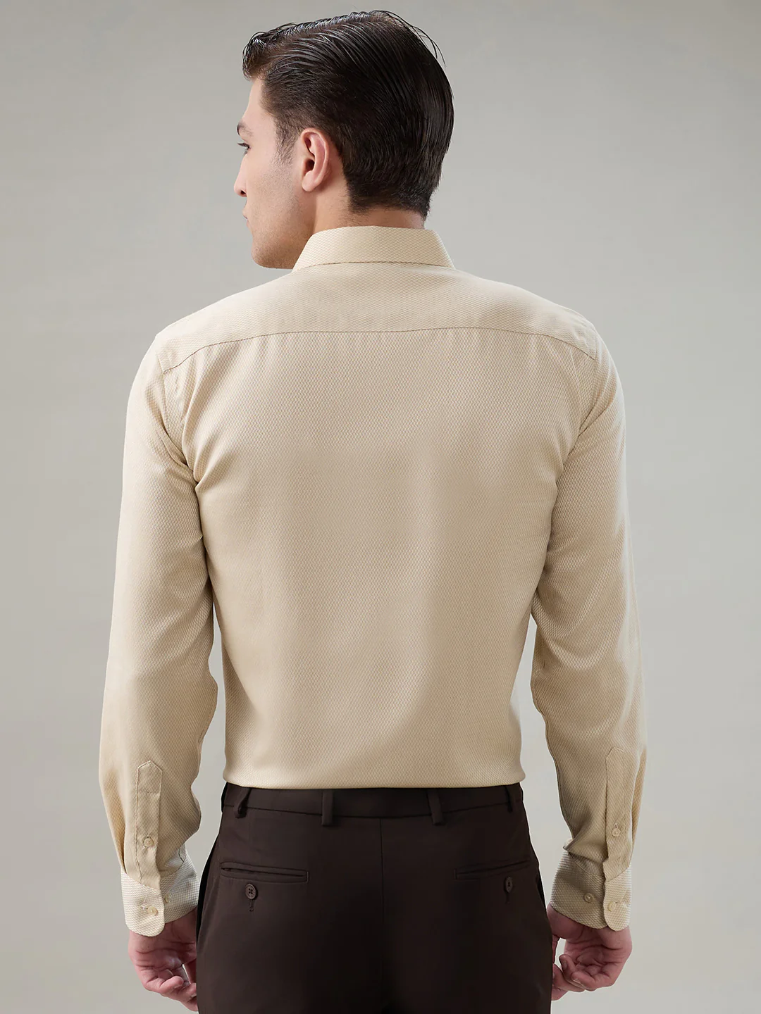 Park Avenue Men Brown Structure Regular Fit Cotton Formal Shirt - Image 4