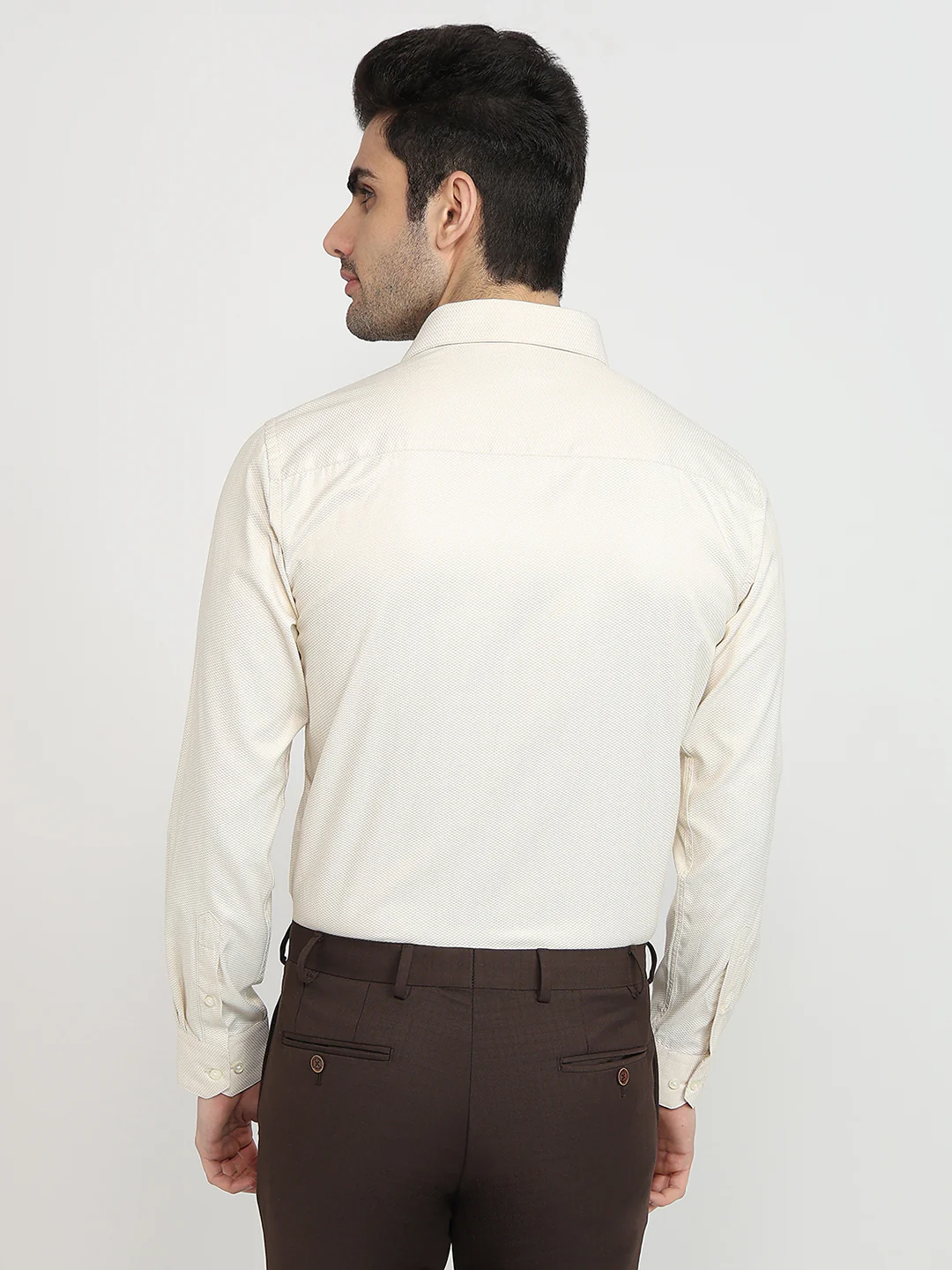 Park Avenue Men Brown Structure Slim Fit Cotton Blend Formal Shirt - Image 4