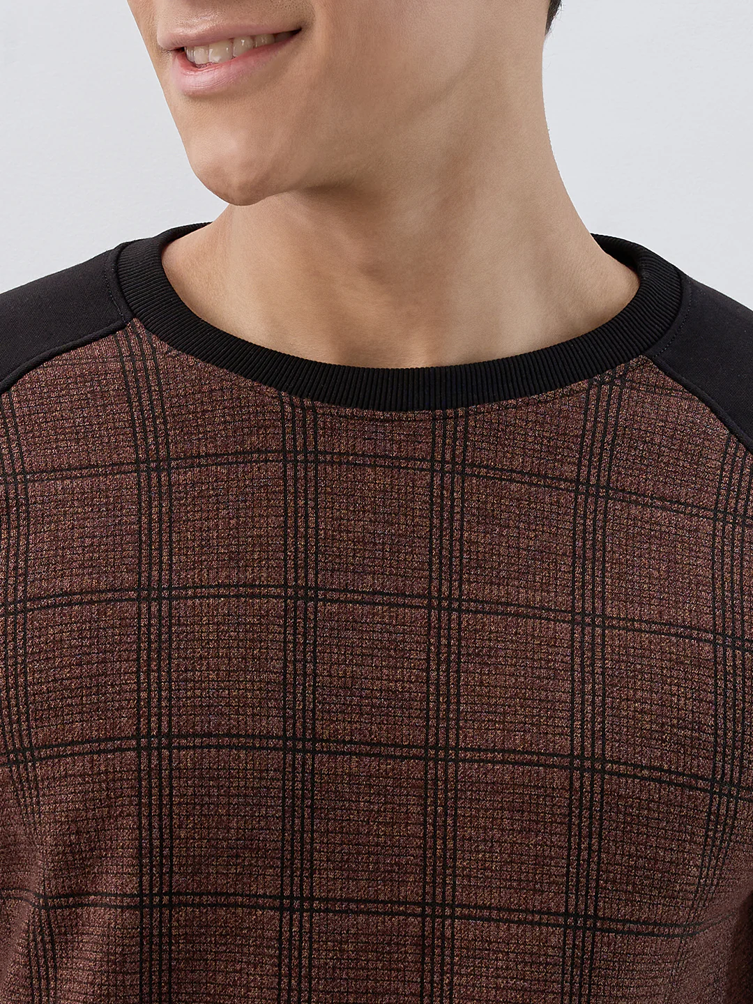 Park Avenue Men Brown Structure Slim Fit Cotton Blend Sweatshirt - Image 6