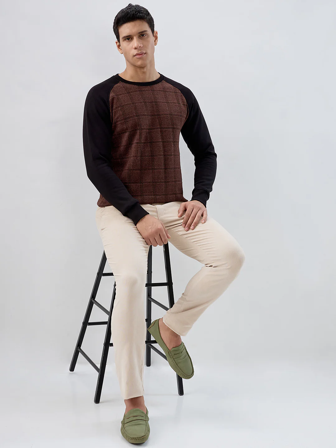 Park Avenue Men Brown Structure Slim Fit Cotton Blend Sweatshirt - Image 7