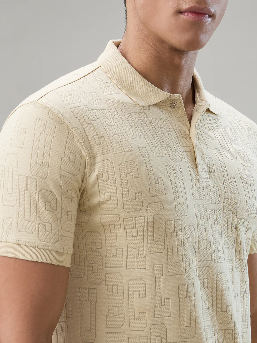 Park Avenue Men Brown Structure Slim Fit Cotton T-Shirt - Image 6