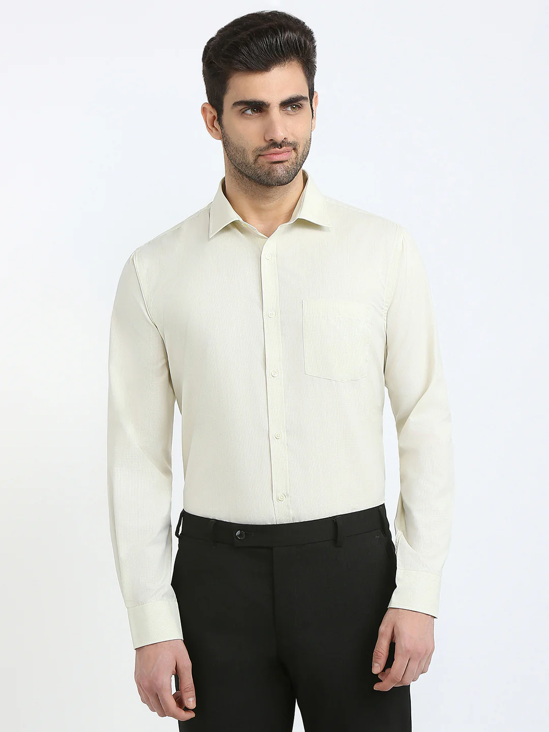 Park Avenue Men Brown Structure Slim Fit Polyester Blend Formal Shirt