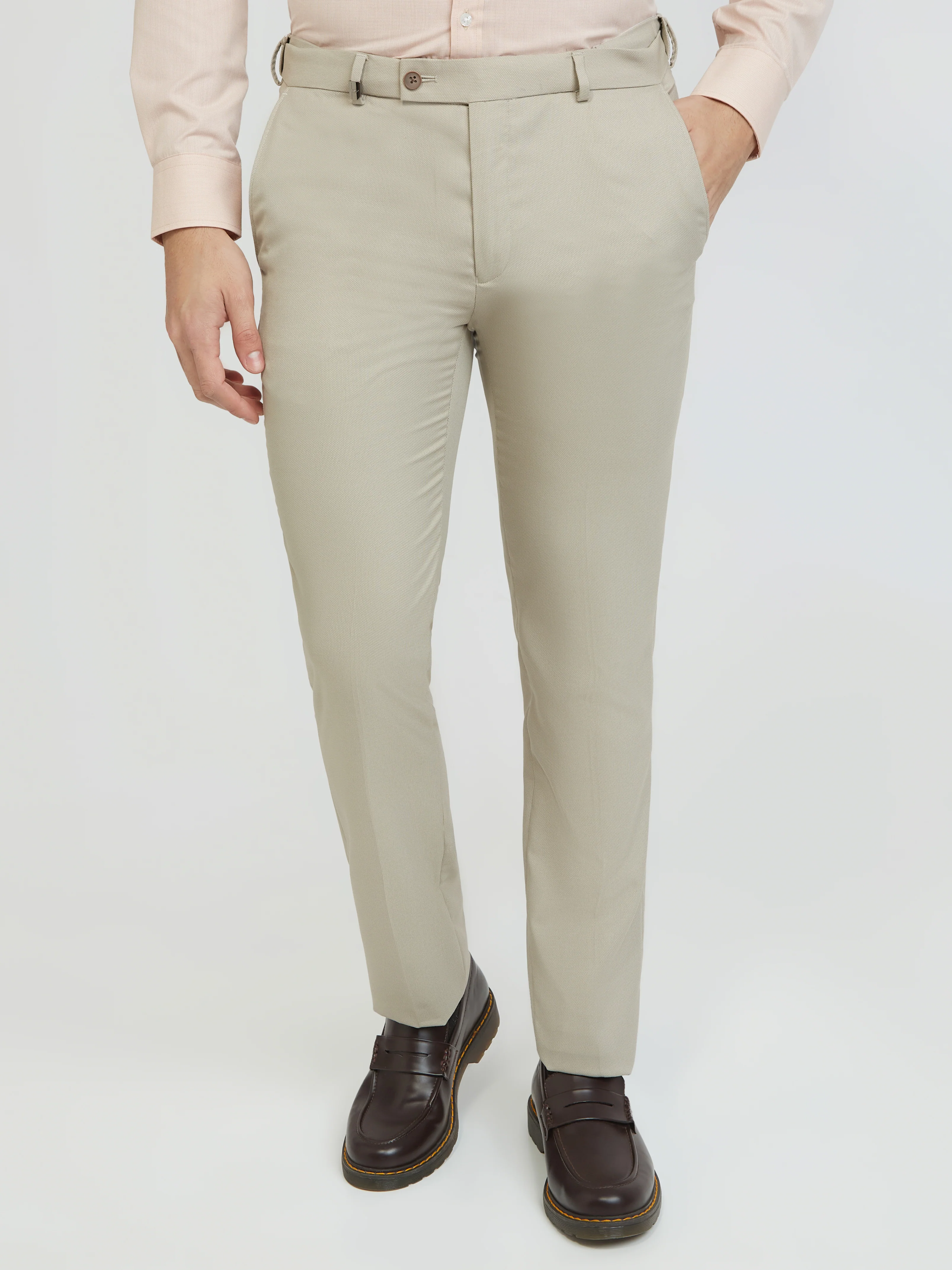 Park Avenue Men Brown Structure Slim Fit Polyester Blend Trouser