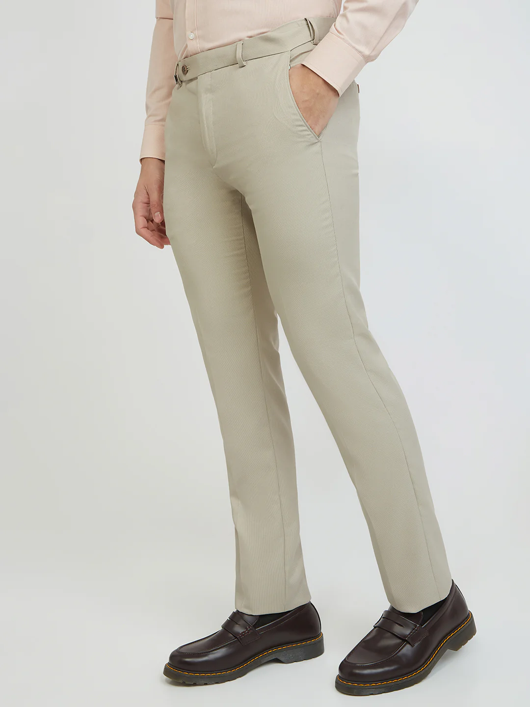 Park Avenue Men Brown Structure Slim Fit Polyester Blend Trouser - Image 3