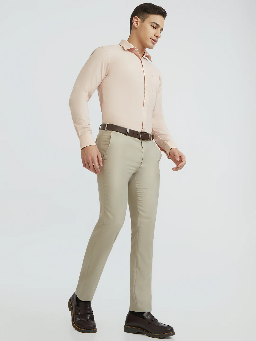 Park Avenue Men Brown Structure Slim Fit Polyester Blend Trouser - Image 5