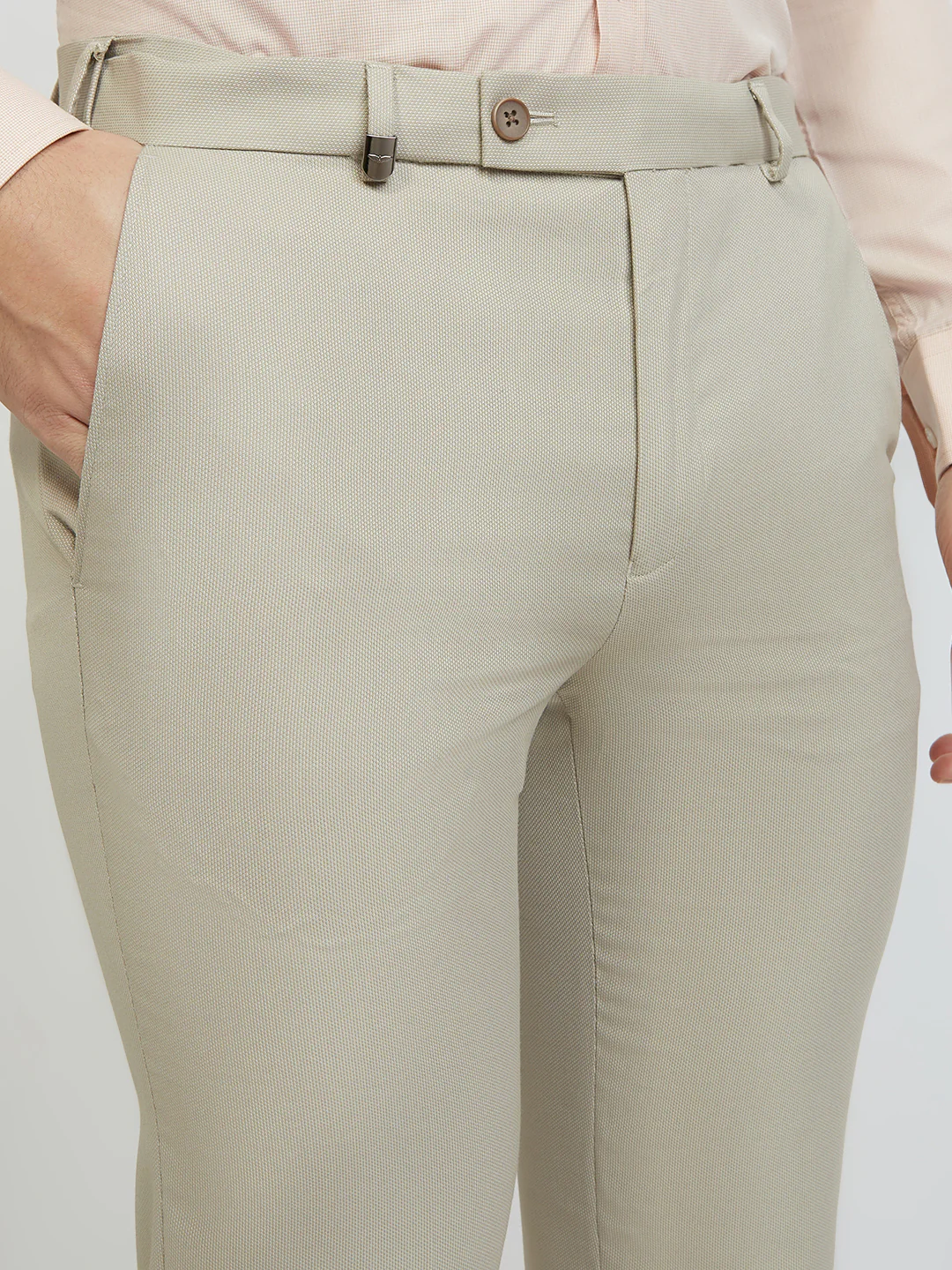 Park Avenue Men Brown Structure Slim Fit Polyester Blend Trouser - Image 6
