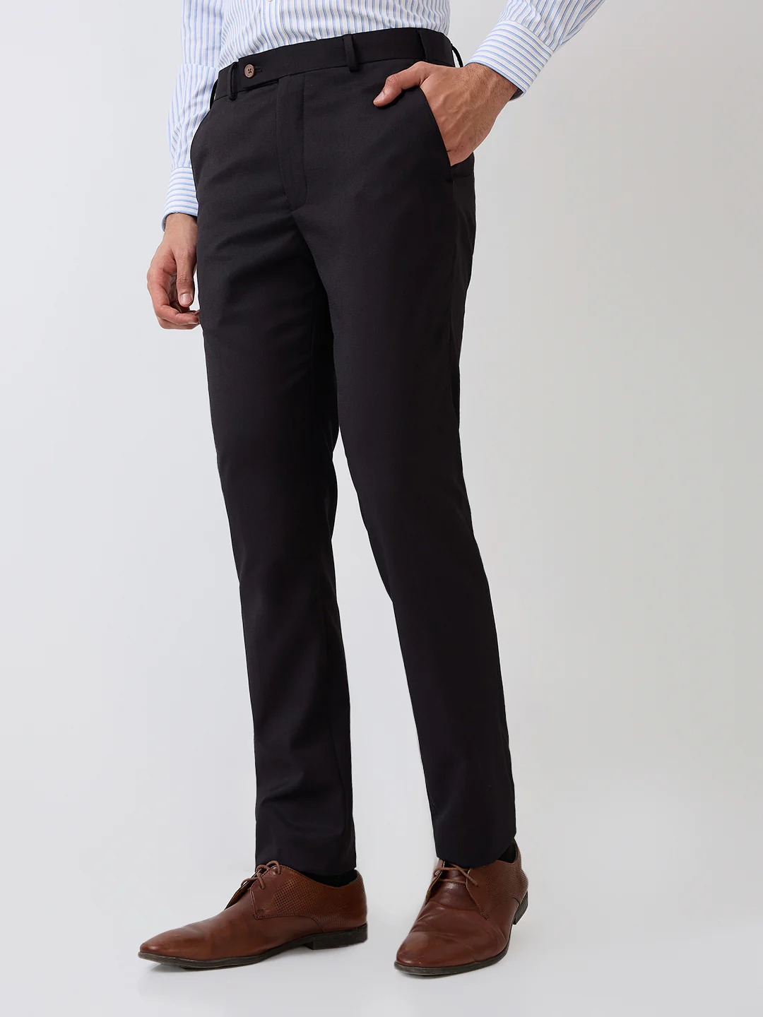 Park Avenue Men Brown Structure Slim Fit Wool Blend Trouser - Image 2