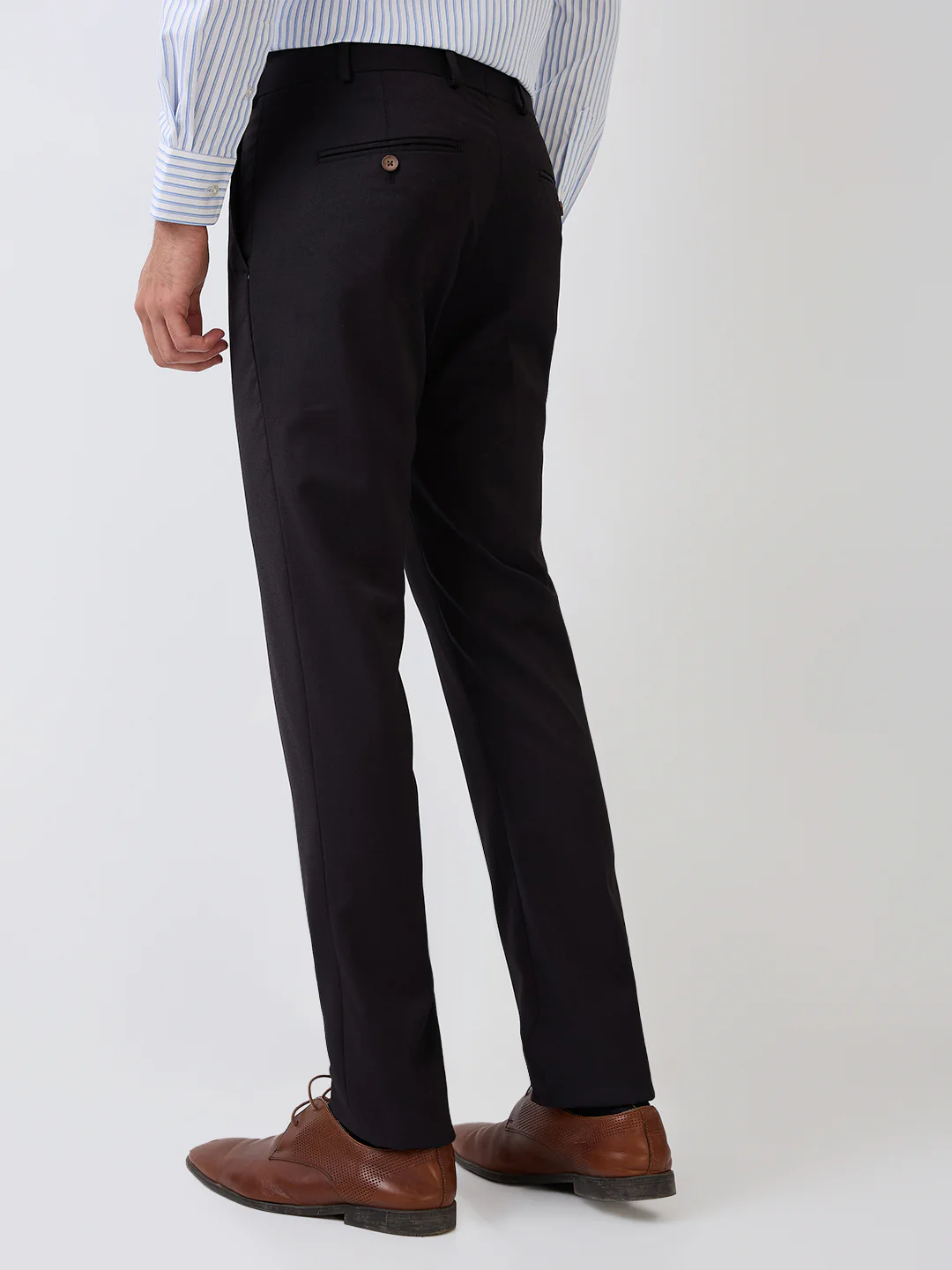 Park Avenue Men Brown Structure Slim Fit Wool Blend Trouser - Image 4