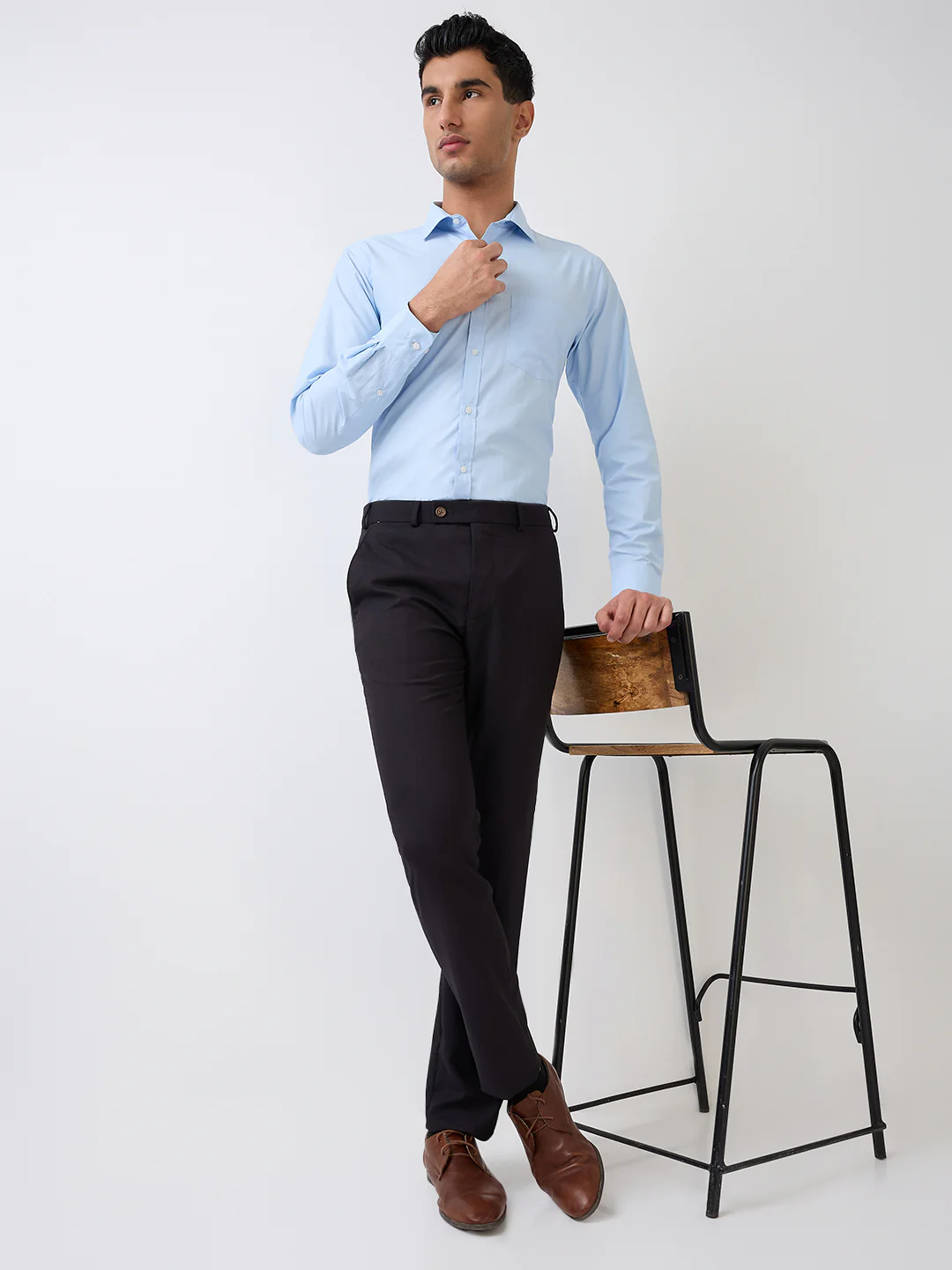Park Avenue Men Brown Structure Slim Fit Wool Blend Trouser - Image 6