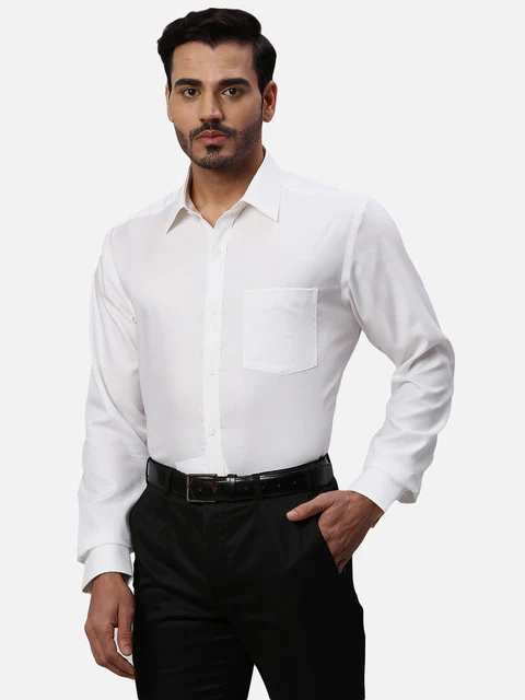 Park Avenue Men Brown Structured Regular Fit Cotton Formal Shirts - Image 3