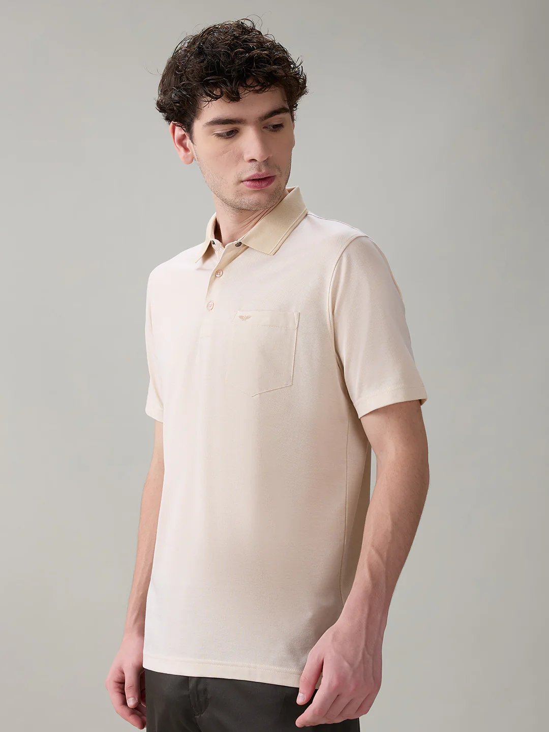 Park Avenue Men Brown Two Tone Slim Fit Cotton T-Shirt - Image 3