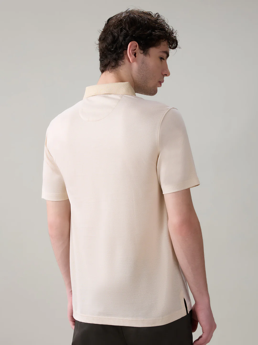 Park Avenue Men Brown Two Tone Slim Fit Cotton T-Shirt - Image 4