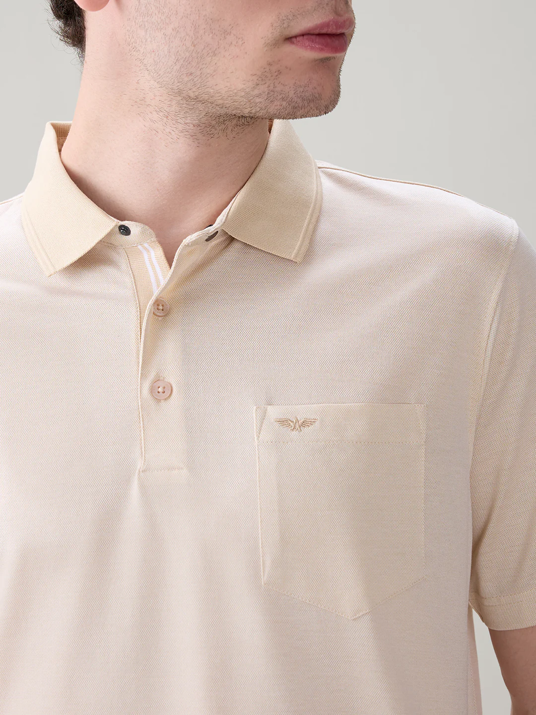 Park Avenue Men Brown Two Tone Slim Fit Cotton T-Shirt - Image 6