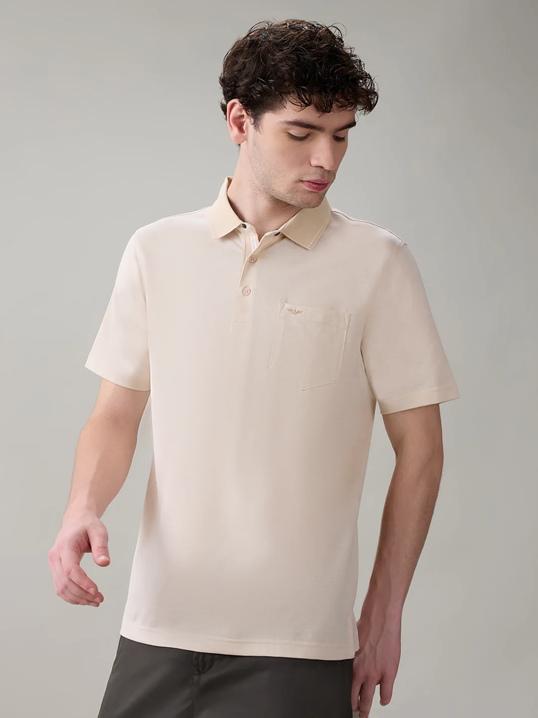 Park Avenue Men Brown Two Tone Slim Fit Cotton T-Shirt - Image 7