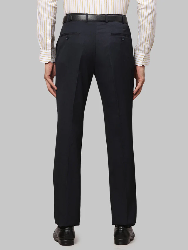 Park Avenue Men Fancy Blue Solid Regular Fit Trouser - Image 4