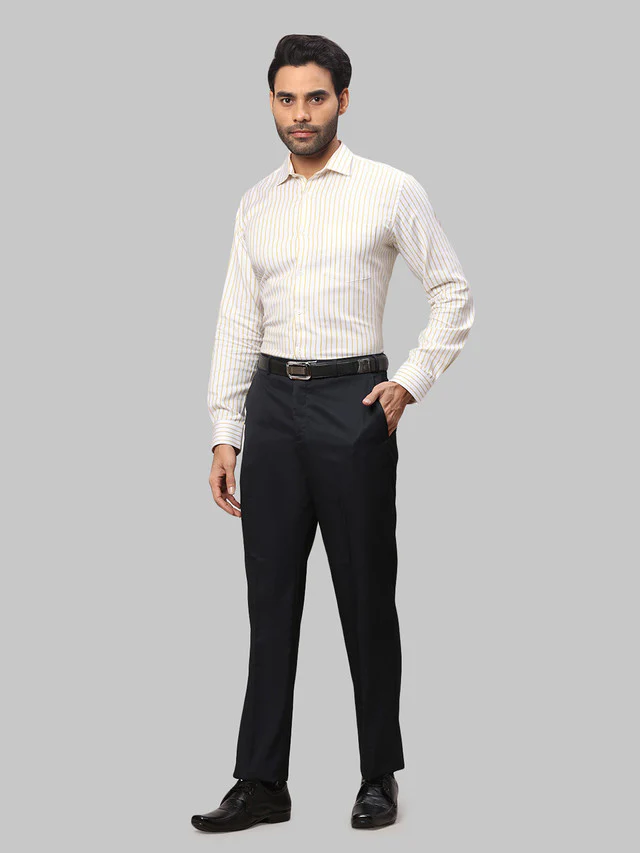 Park Avenue Men Fancy Blue Solid Regular Fit Trouser - Image 5